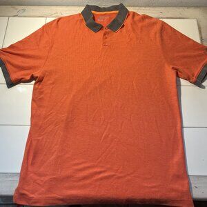 Nike Dri-Fit Polo Shirt Men’s Large Orange Gray Trim Athletic Golf Tennis Casual